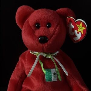 Ty Beanie Baby Osito Bear with Green Ribbon and Mexican Flag